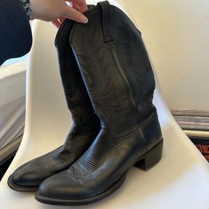 Men’s Cowboy Boots Black Genuine Leather